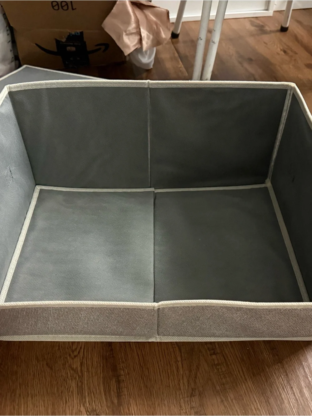 3 items -Foldable Gray Fabric Storage Bin - Home Storage & Organization
